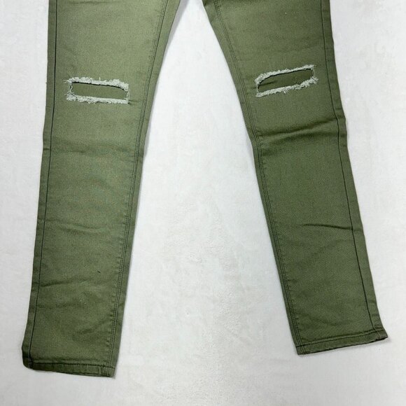 Urban ID Men's 34 Green Distressed Destructed Skinny Jeans - Casual Denim Bottom - Picture 9 of 13